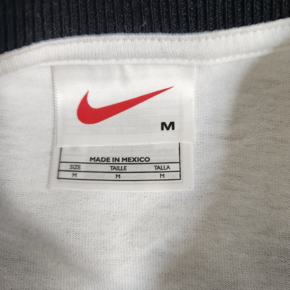 Nike Vintage White Shirt M Ringer 90's Embroidered NEW - Picture 3 of 10